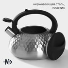 Чайник со свистком из нержавеющей стали Magistro Glow, 3 л, индукция, ручка soft-touch, цвет серебряный - Фото 2