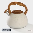 Чайник со свистком из нержавеющей стали Magistro Stone, 2,7 л, ручка soft-touch, индукция, цвет бежевый - фото 318278804