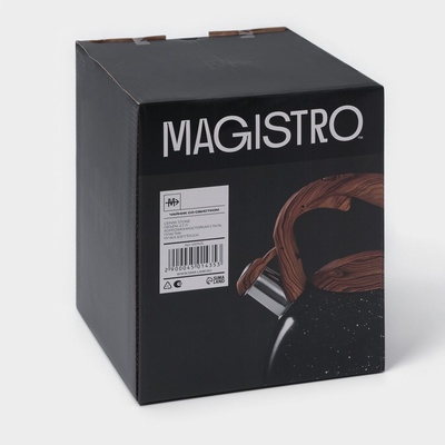 Чайник Magistro Stone, 2.7 л, со свистком, ручка софт тач, индукция, нержавеющая сталь, чёрный