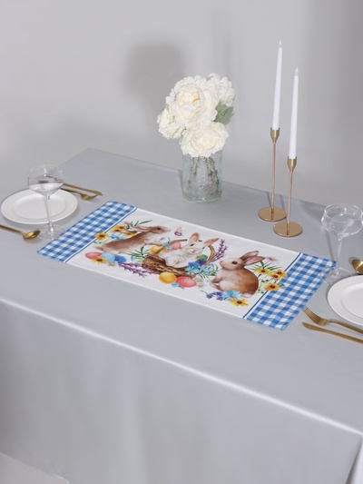 Дорожка пасхальная на стол Этель «Зайчики» 30×70 см, 100% хлопок, саржа 190 г/м²