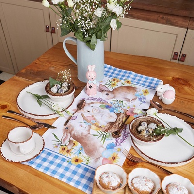 Дорожка пасхальная на стол Этель «Зайчики» 30×70 см, 100% хлопок, саржа 190 г/м²