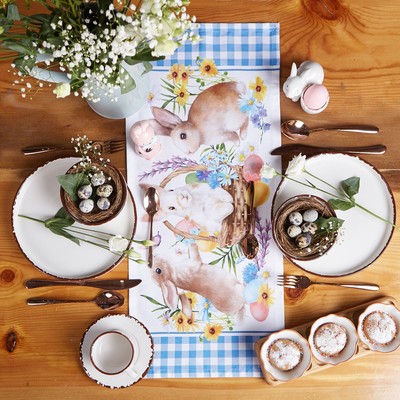 Дорожка пасхальная на стол Этель «Зайчики» 30×70 см, 100% хлопок, саржа 190 г/м²
