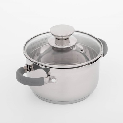 Кастрюля Magistro Tefida, 1.7 л, крышка-дуршлаг, носик для слива, капсульное дно, индукция, нержавеющая сталь