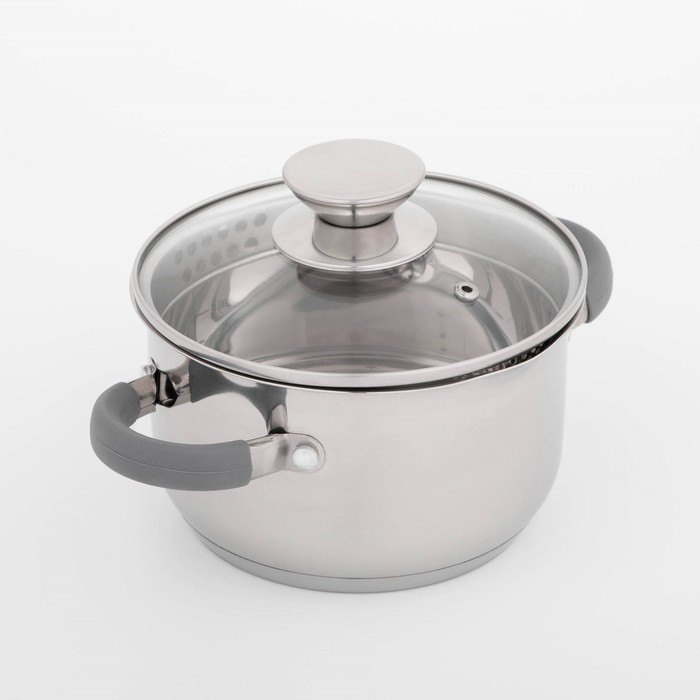 Кастрюля Magistro Tefida, 1.7 л, крышка-дуршлаг, носик для слива, капсульное дно, индукция, нержавеющая сталь