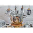 Кастрюля Magistro Klimena, 2.5 л, нержавеющая сталь, AISI - 201, крышка-дуршлаг, носик для слива, капсульное дно, индукция - Фото 7