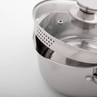 Кастрюля Magistro Tefida, 2.5 л, AISI - 201, стеклянная крышка-дуршлаг, носик для слива, капсульное дно, силиконовые ручки, нержавеющая сталь - Фото 2
