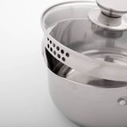 Кастрюля Magistro Tefida, 2.5 л, AISI - 201, стеклянная крышка-дуршлаг, носик для слива, капсульное дно, силиконовые ручки, нержавеющая сталь - Фото 3