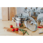 Кастрюля Magistro klimena, 3.5 л, AISI - 201, крышка-дуршлаг, носик для слива, капсульное дно, индукция, нержавеющая сталь - Фото 8