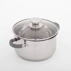 Кастрюля из нержавеющей стали Magistro Tefida, 3.5 л, AISI - 201, крышка-дуршлаг, носик для слива, капсульное дно, индукция - Фото 1