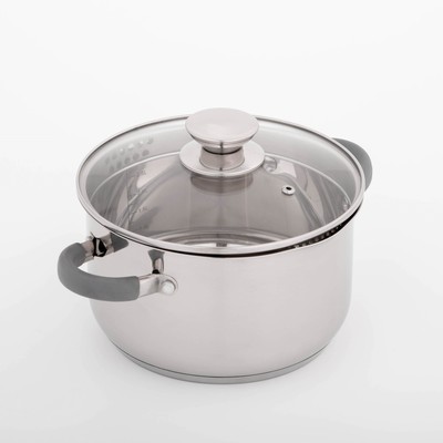 Кастрюля из нержавеющей стали Magistro Tefida, 3.5 л, AISI - 201, крышка-дуршлаг, носик для слива, капсульное дно, индукция