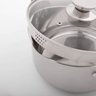 Кастрюля из нержавеющей стали Magistro Tefida, 3.5 л, AISI - 201, крышка-дуршлаг, носик для слива, капсульное дно, индукция - Фото 3