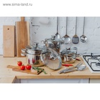 Кастрюля Magistro Klimena, 4.6 л, AISI - 201, крышка-дуршлаг, носик для слива, капсульное дно, индукция, нержавеющая сталь - Фото 11