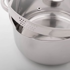 Кастрюля Magistro Klimena, 4.6 л, AISI - 201, крышка-дуршлаг, носик для слива, капсульное дно, индукция, нержавеющая сталь - Фото 3