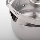 Кастрюля Magistro Tefida, 4.6 л, AISI - 201, крышка-дуршлаг, носик для слива, капсульное дно, с крышкой, индукция, нержавеющая сталь - Фото 3