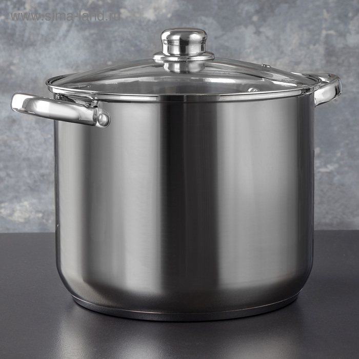 Кастрюля из нержавеющей стали Magistro Grande, 8.9 л, с крышкой, капсульное дно, индукция