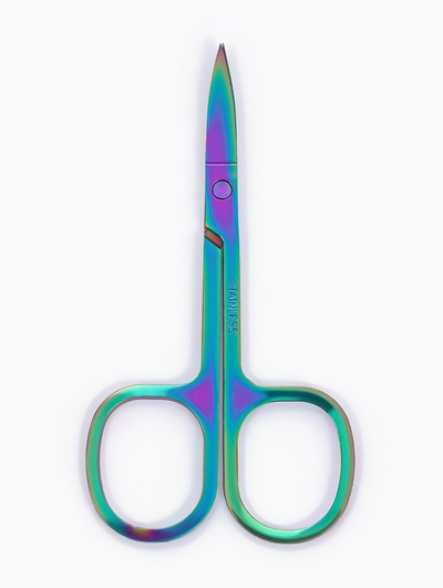 Ножницы маникюрные, загнутые, широкие, 9 см, цвет хамелеон