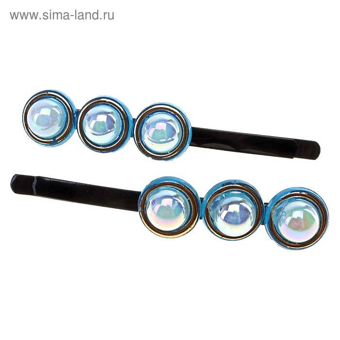 невидимка для волос "Роса" набор 10 шт глянец пуговки - Фото 1