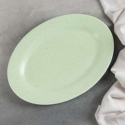 Блюдо фарфоровое Доляна «Амелия», 24,5×20 см, цвет зелёный