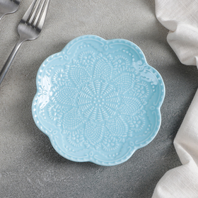 Тарелка фарфоровая десертная Доляна «Сьюзен», d=15,5 см, цвет голубой