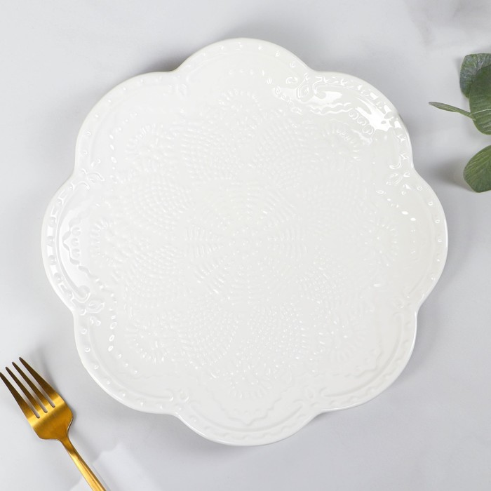 Тарелка фарфоровая Доляна «Сьюзен», d=27 см, цвет белый - Фото 1