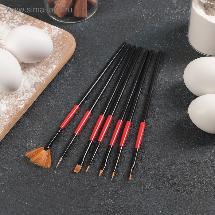 Набор кондитерских кисточек для декорирования Доляна «Рубин», 7 шт., чёрный - Фото 1