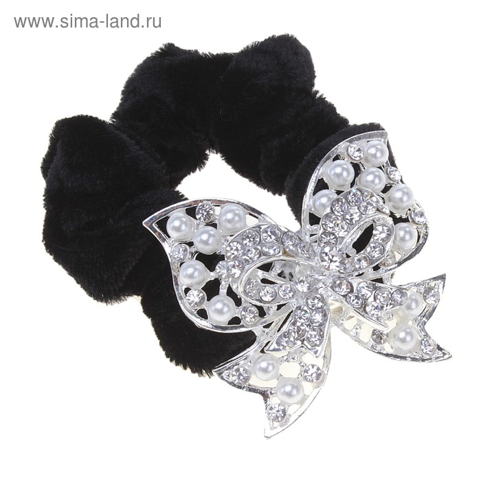 резинка для волос Шик сетка жемчужная бантик - Фото 1