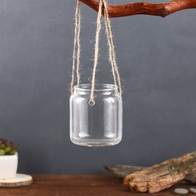 Флорариум «Баночка», с верёвкой, 8×8×9 см, стекло, прозрачный