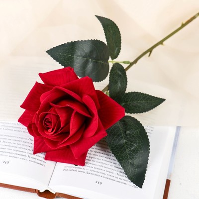 Цветы искусственные "Роза Нежный бархат" d-12 см h-55 см, красный