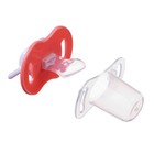 Соска - пустышка силиконовая ортодонтическая, от 0 мес., с колпачком, с держателем, в контейнере, цвет розовый - фото 21021017