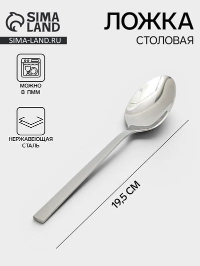 Ложка столовая «Тайфун», длина 19.5 см, нержавеющая сталь, серебристая