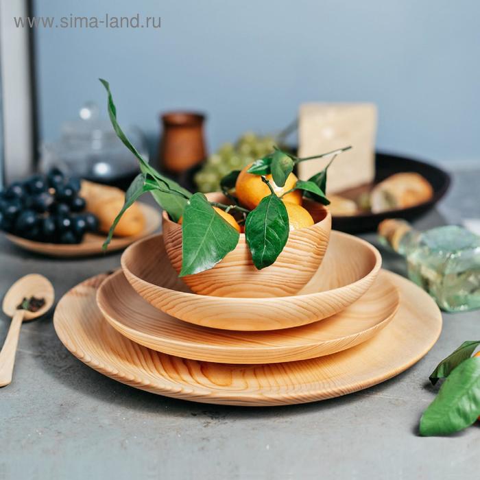 Набор тарелок из натурального кедра Mаgistrо, 4 шт: 33×2,5 см, 26×2,8 см, 22×4,5 см, 14×7,5 см - Фото 1