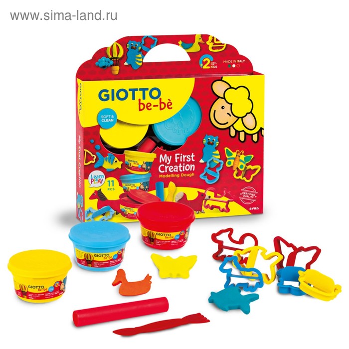 Тесто для лепки 3цв 100г GIOTTO be-be Super Modelling Dough set + инструменты   462900 - Фото 1