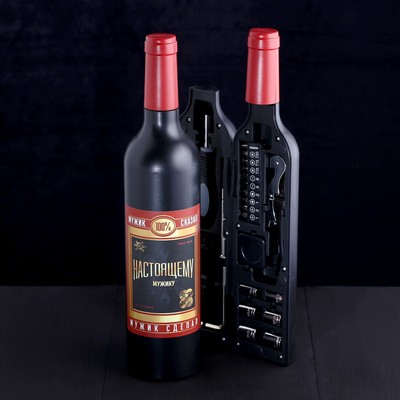 Подарочный набор инструментов в бутылке «Настоящему мужчине», 23 предмета