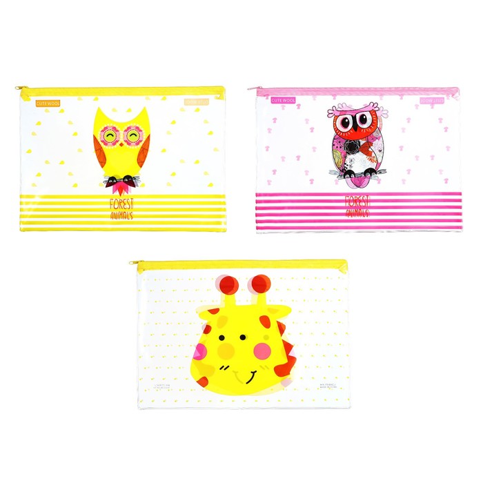 Папка на молнии «Мордашки» А4, МИКС - Фото 1