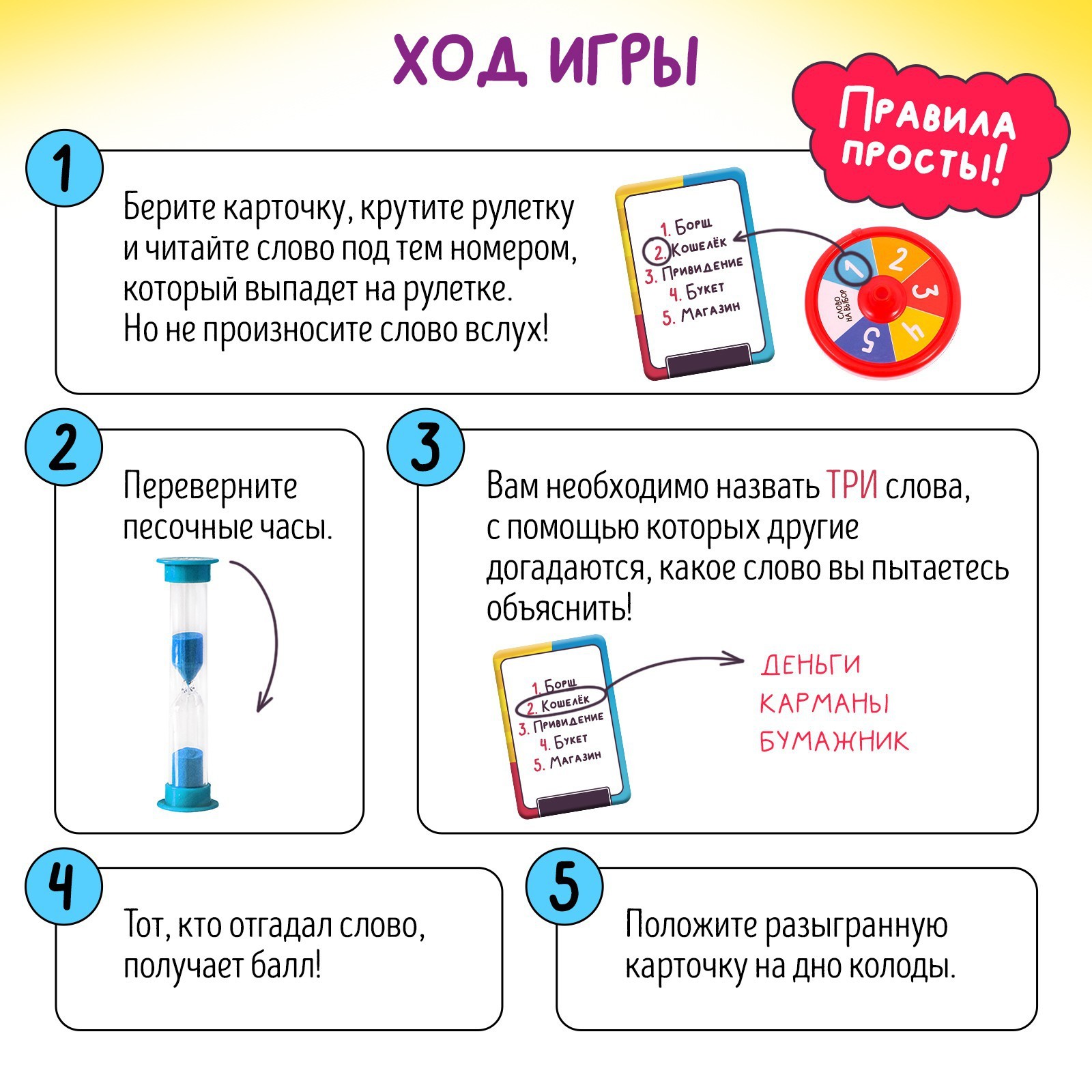 Настольная игра на угадывание слов «Три слова на ответ»: 250 слов, рулетка  (4532729) - Купить по цене от 379.00 руб. | Интернет магазин SIMA-LAND.RU