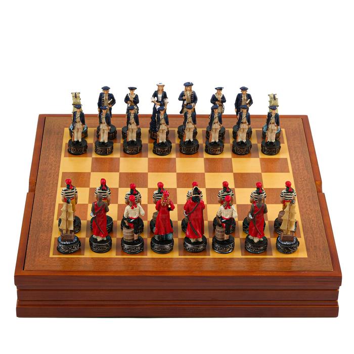 Шахматы сувенирные &quot;Пиратская схватка&quot;, h короля-8 см, пешки-6 см, 36 х 36 см