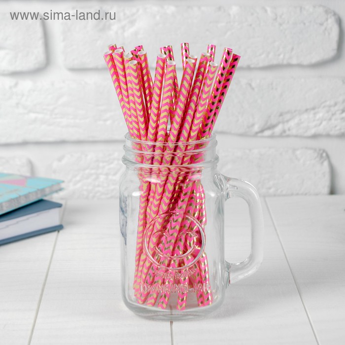 Трубочки для коктейля «Зигзаг», набор 25 шт., цвет розово-золотой - Фото 1