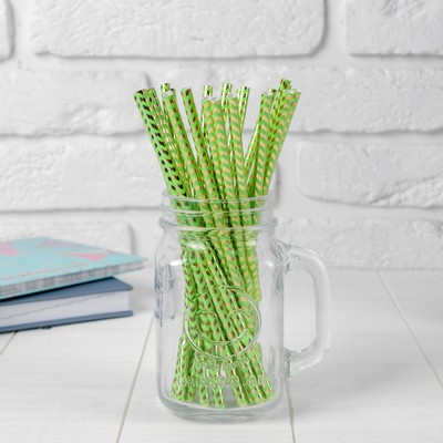 Трубочки для коктейля «Зигзаг», набор 25 шт., цвет зелёно-золотой