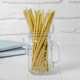 Трубочки для коктейля, набор 25 шт., золотая (комплект 3 шт)