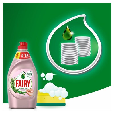 Средство для мытья посуды Fairy, гель, жасмин и алоэ вера, 450 мл