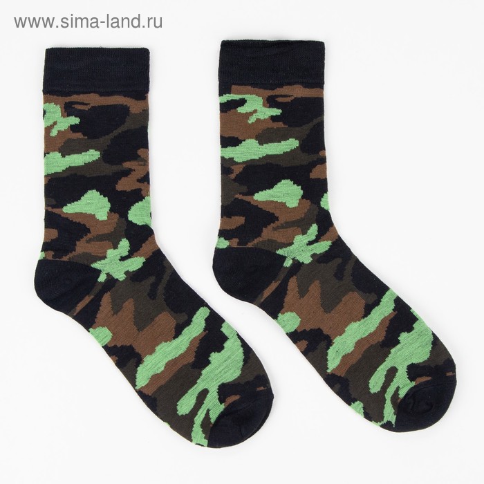 Носки унисекс нус80149 цвет зелёный камуфляж, р-р 36-43 - Фото 1
