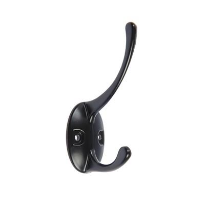 Крючок мебельный ТУНДРА TKd=002 LIGHT, двухрожковый, черный