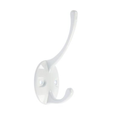 Крючок мебельный ТУНДРА TKd=002 LIGHT, двухрожковый, белый