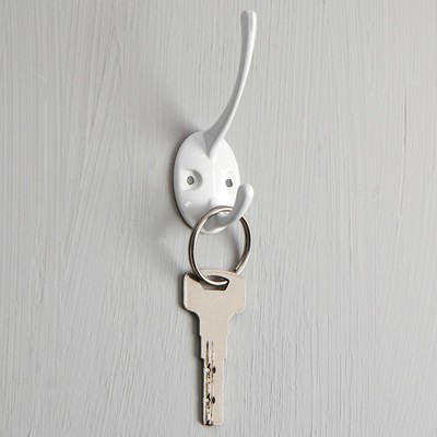 Крючок мебельный ТУНДРА TKd=002 LIGHT, двухрожковый, белый