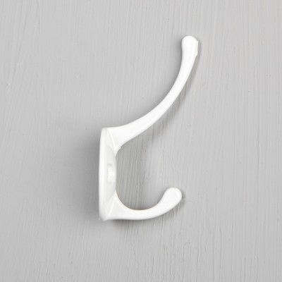 Крючок мебельный ТУНДРА TKd=002 LIGHT, двухрожковый, белый