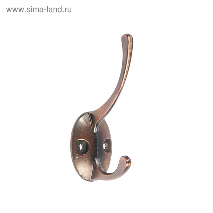 Крючок мебельный ТУНДРА TKd=008, двухрожковый, медь