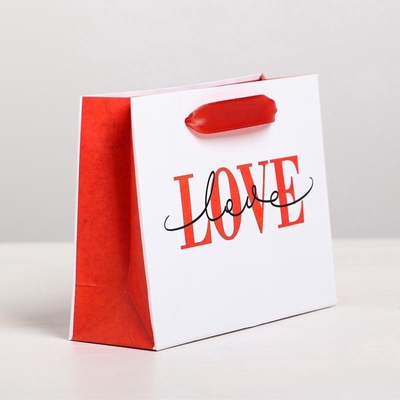 Пакет подарочный ламинированный, упаковка, LOVE, S 15×12×5.5 см