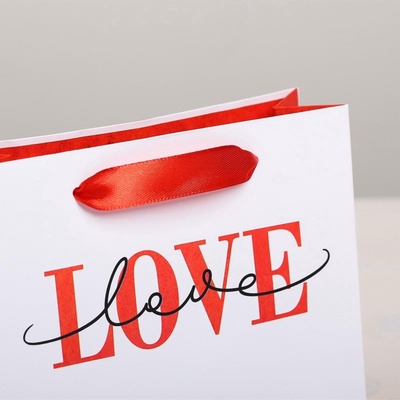 Пакет подарочный ламинированный, упаковка, LOVE, S 15×12×5.5 см