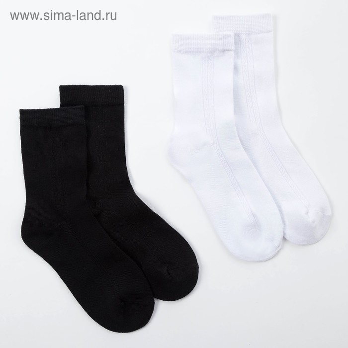 Набор подростковых носков 2 пары MINAKU «Бамбук», цвет чёрный/белый, размер 35-38 (22-24 см) - Фото 1