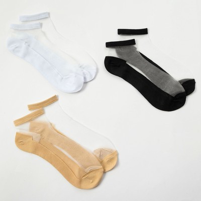 Набор стеклянных женских носков 3 пары "Француженка", р-р 35-37 (22-25 см), цвет бел/беж/черн